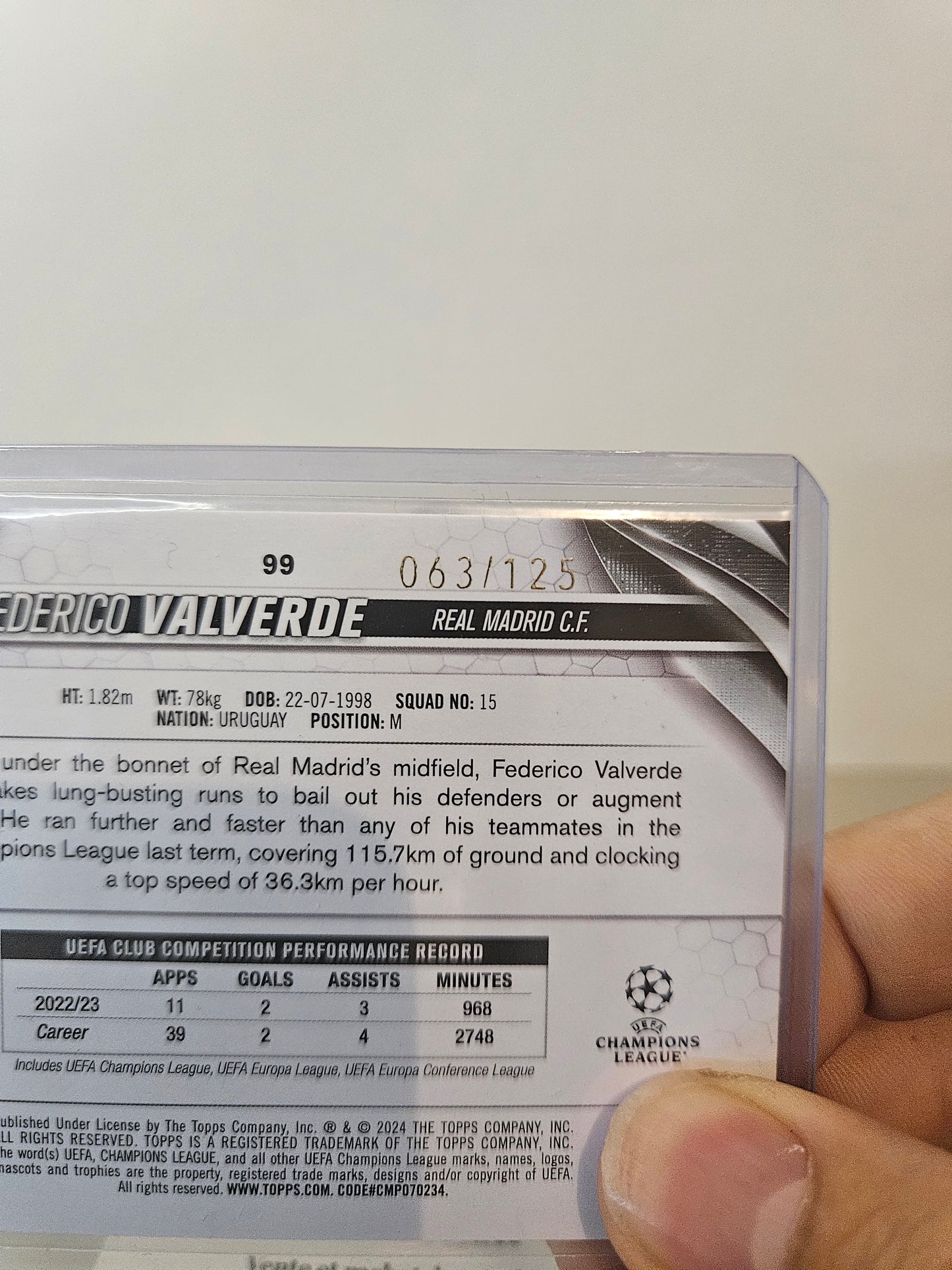 2023/24 Topps Flagship Blue Inferno /125 Federico Valverde Real Madrid FC